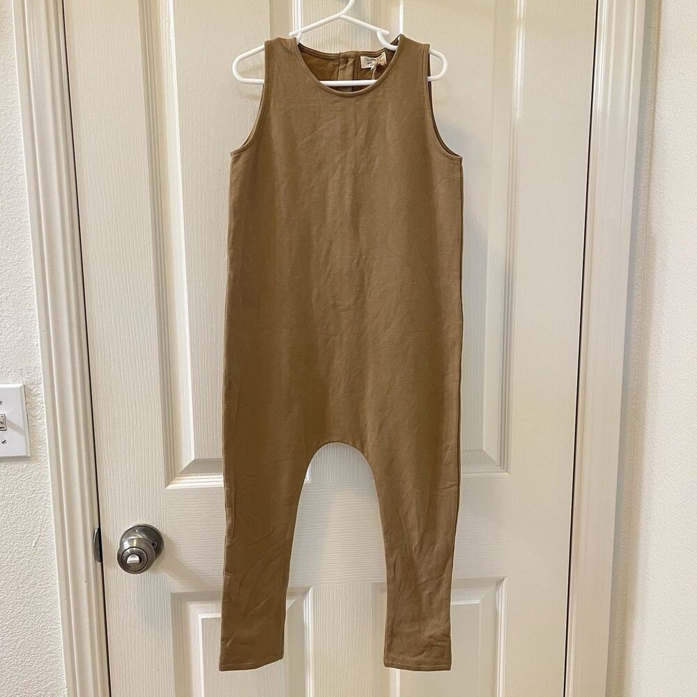 The Simple Folk The Fleece Go-To Playsuit Camel Organic Cotton Kids Size 4-5 NWT